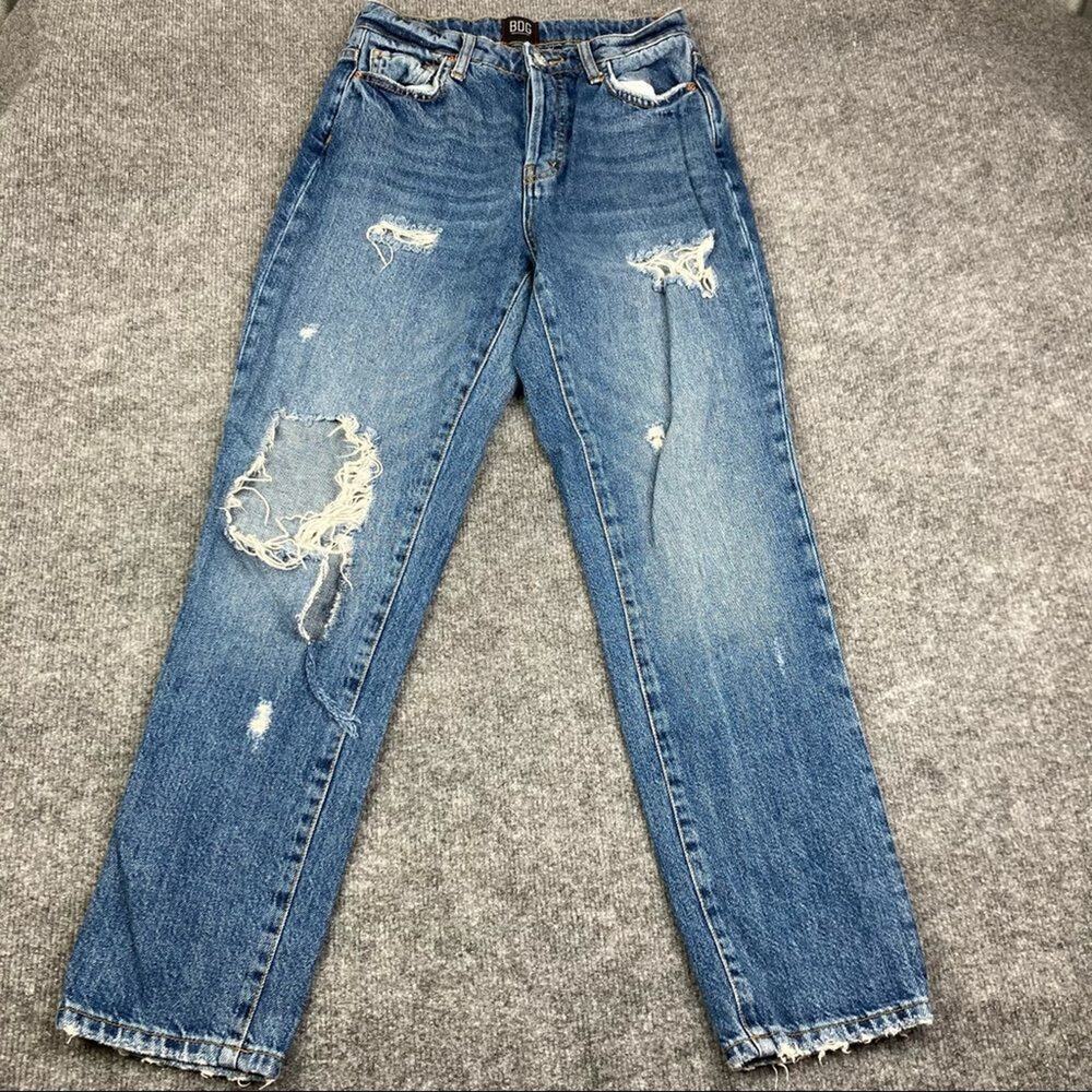 BDG Jeans Womens Size 26 Blue Distressed Straight Leg High Rise Denim Urban Outf